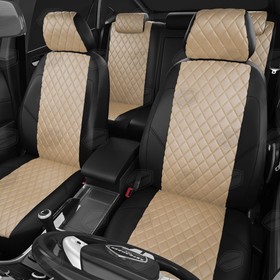 

Авточехлы для BMW 5 (E- 60-61) с 2002-2010г. седан Задние спинка и сиденье единые, задний подлокотник, 4 подголовника