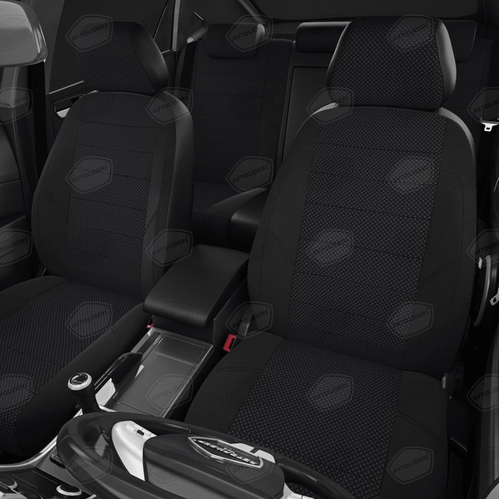 

Авточехлы для Fiat Doblo 2 с 2015-2023 г., 5 мест, каблук, жаккард, креп, цвет чёрный