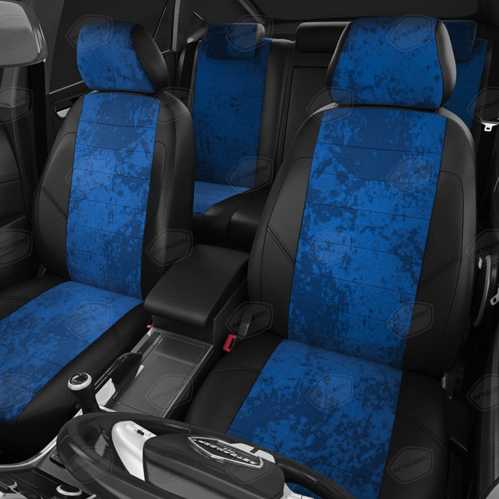 

Авточехлы для KIA K5 с 2019-н.в., седан, экокожа, алькантара, цвет синий, чёрный