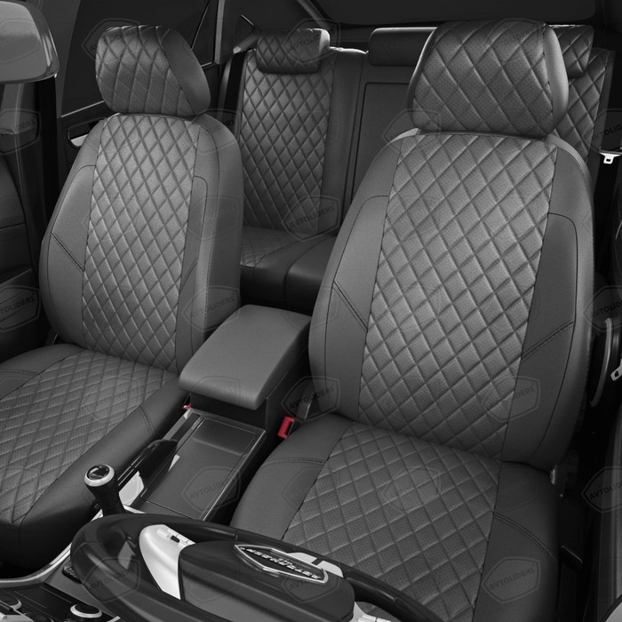 

Авточехлы для Skoda Octavia A7 с 2013-2017 г., хэтчбек, седан, универсал, перфорация, экокожа, цвет тёмно-серый