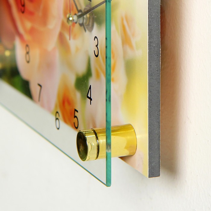 Часы настольные прямоугольные "Розы" 13х23 см микс