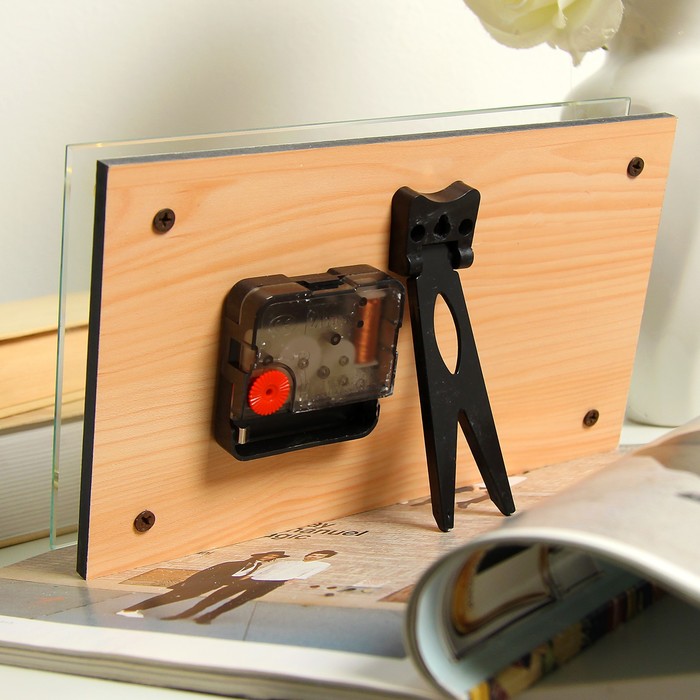 Часы настольные прямоугольные "Розы" 13х23 см микс