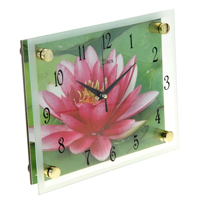 Часы настенные прямоугольные "Розовый лотос", 20х26 см микс