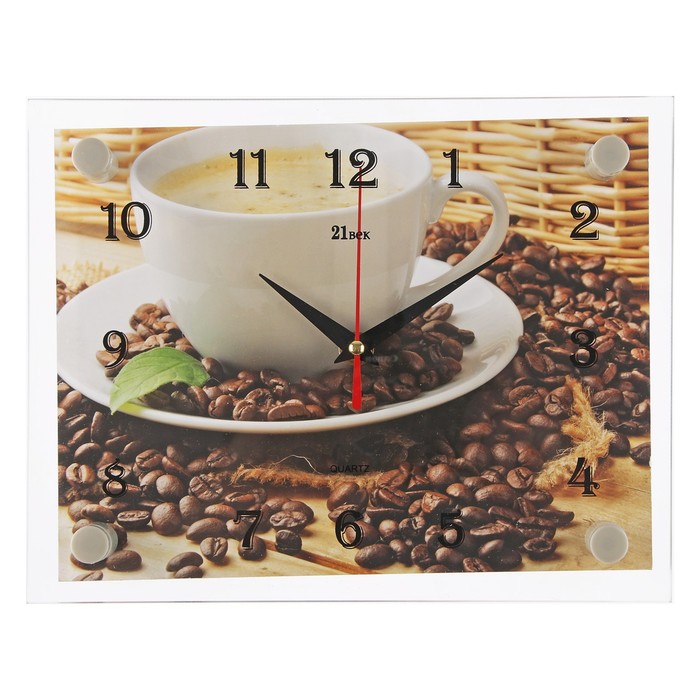 Часы настенные прямоугольные "Чашка кофе", 20х26 см микс