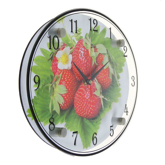 Часы настенные овальные "Клубника" 24х34 см микс