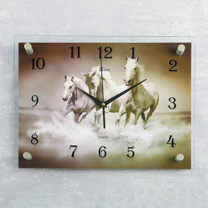 фото Часы настенные, серия: животный мир, "кони", 30х40 см, микс 21 век