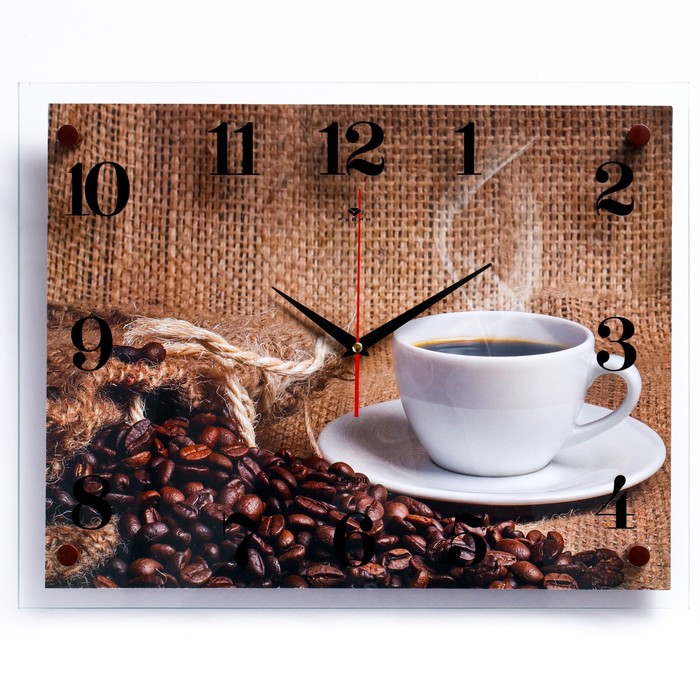фото Часы настенные, серия: кухня, "кофе" 35х45 см, микс рубин