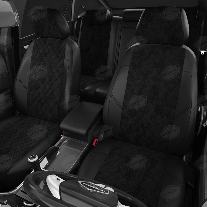 

Авточехлы для Volvo XC-60 с 2013-2017 г., джип, алькантара, экокожа, цвет чёрный