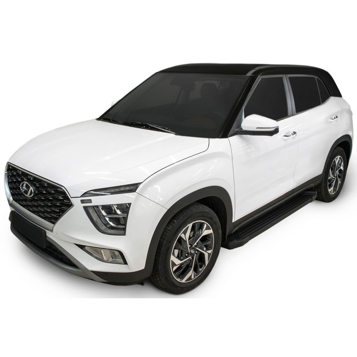 Пороги на автомобиль Black Rival, Hyundai Creta II 2021-н.в., 173 см, 2 шт., алюминий, F173ALB.2314.1