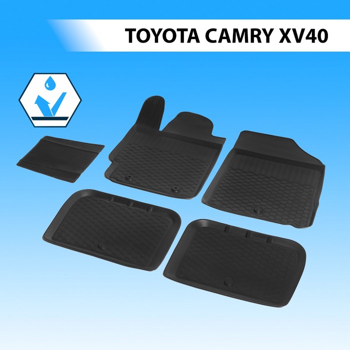 фото Коврики в салон автомобиля rival, toyota camry xv40 седан 2006-2011, полиуретан, с крепежом, 4 шт., 15701006