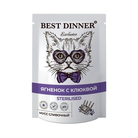 

Влажный корм Best Dinner Exclusive Sterilised для кошек, ягненок с клюквой, мусс, 85 г
