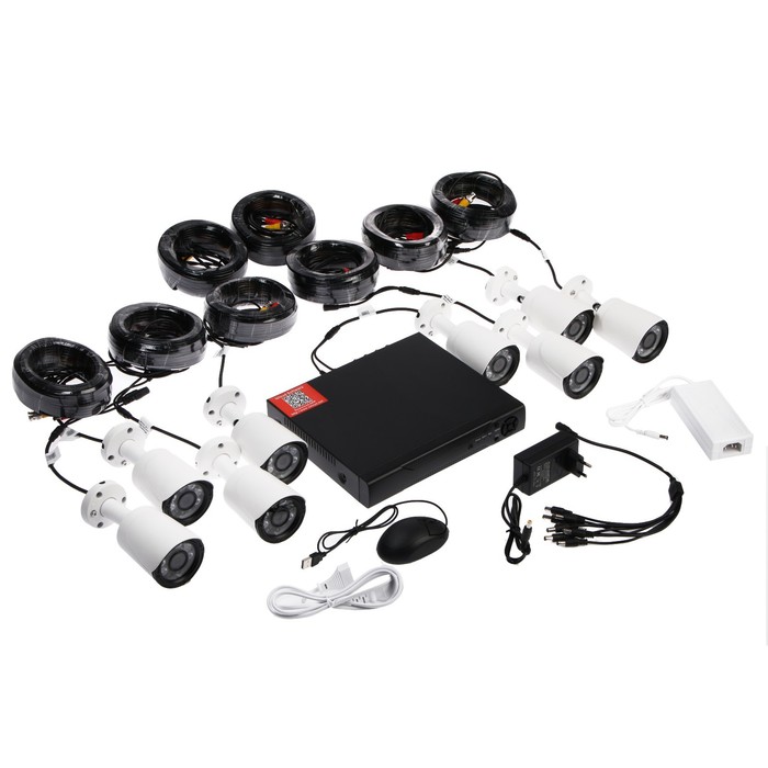 Комплект видеонаблюдения Si-Cam, HD, 8 наружных камер, 2 Мп, комплект без HDD/SSD комплект из двух уличных ip камер ring spotlight cam battery черные