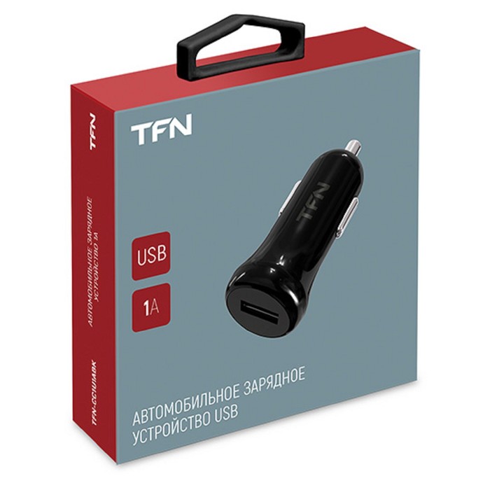 

Автомобильное зарядное устройство TFN , USB, 1 А, защита от перегрузок и замыкания, черное