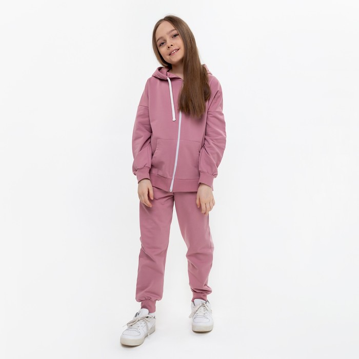 Костюм (брюки/толстовка) для девочки , цвет пыльно-розовый, рост 104