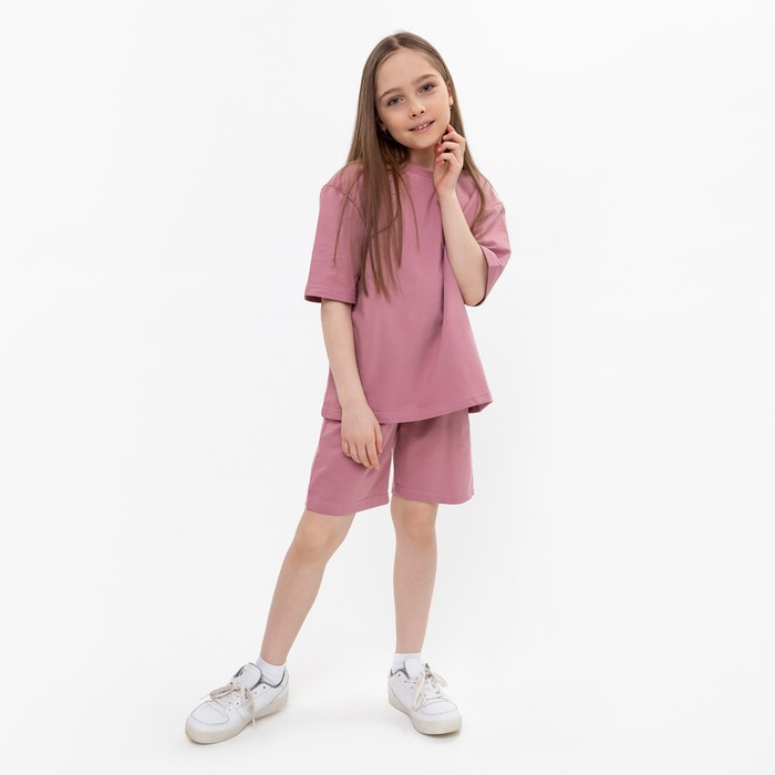 фото Костюм (футболка/шорты) для девочки , цвет розовый, рост 104 radi