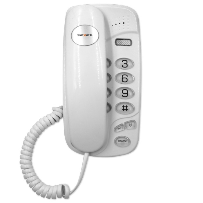 Проводной телефон Texet TX 238, повторный набор, тональный набор, индикатор, белый