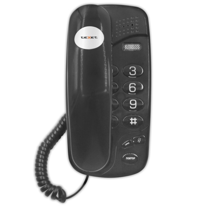 фото Проводной телефон texet tx 238, повторный набор, тональный набор, индикатор, черный