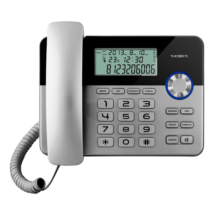 фото Проводной телефон texet tx 259, повторный набор 9 номеров, тональный набор,черно-серебристый 78600