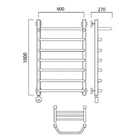 

Полотенцесушитель электрический "Акванерж" ТРАПЕЦИЯ, 1000х600 мм, с полкой, левый