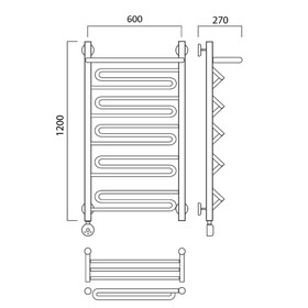 

Полотенцесушитель электрический "Акванерж" ЗИГ-ЗАГ, 1200х600 мм, с полкой, левый