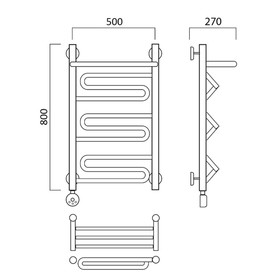 

Полотенцесушитель электрический "Акванерж" ЗИГ-ЗАГ, 800х500 мм, с полкой, левый