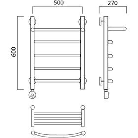 

Полотенцесушитель электрический "Акванерж" ДУГА, 600х500 мм, с полкой, левый