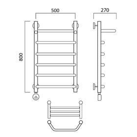 

Полотенцесушитель электрический "Акванерж" ТРАПЕЦИЯ, 800х500 мм, с полкой, левый