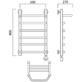 

Полотенцесушитель электрический "Акванерж" ТРАПЕЦИЯ, 800х500 мм, с полкой, правый