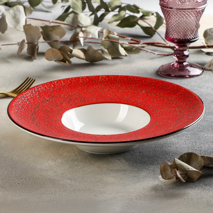Тарелка фарфоровая для пасты Wilmax Splash, 250 мл, d=27 см, цвет красный тарелка фарфоровая для пасты wilmax splash 250 мл d 27 см цвет красный
