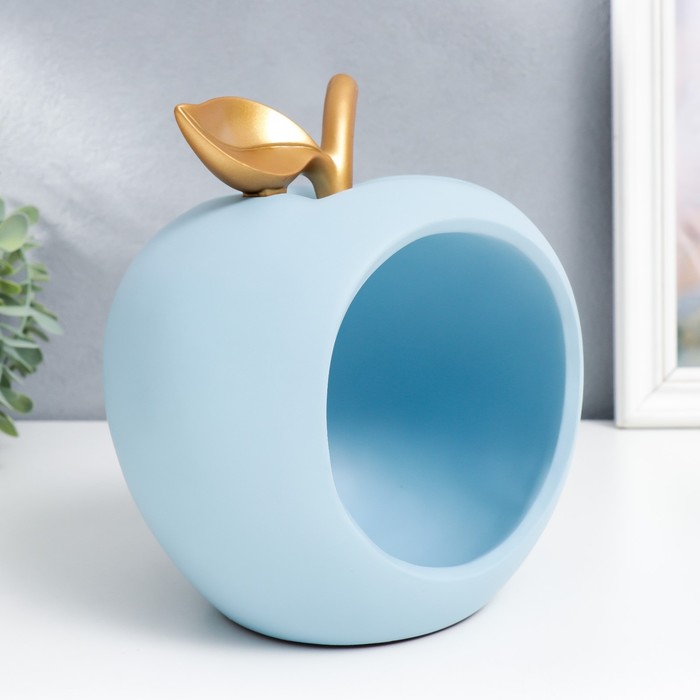 фото Сувенир полистоун подставка "голубое яблоко" 20,5х16х18 см