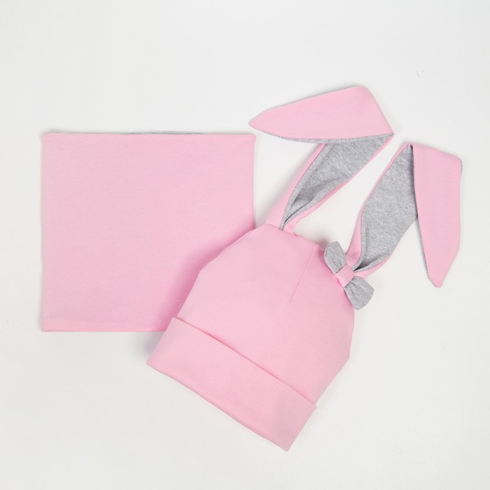 Комплект (Шапка и снуд) для девочки, цвет розовый, размер 50-53 см