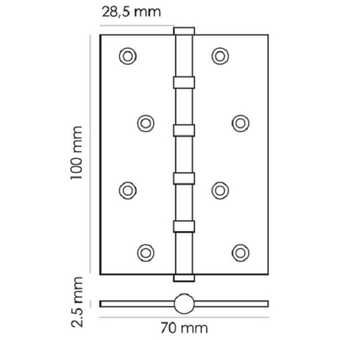 фото Петля стальная универсальная ms 100x70x2.5-4bb bl, 1шт., черный morelli