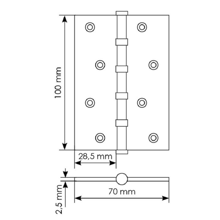 фото Петля стальная универсальная ms 100x70x2.5-4bb w 1шт.,белый morelli