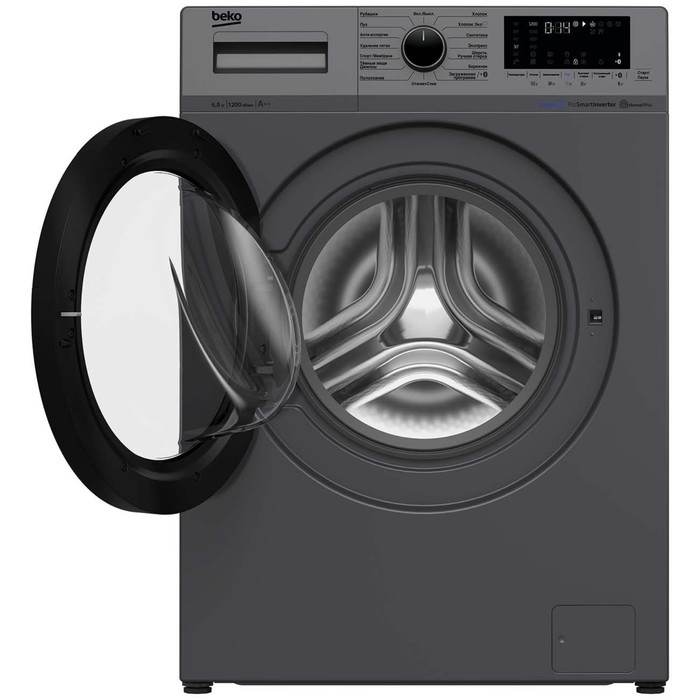 Стиральная машина Beko WSPE 6H616W, класс А, 1200 об/мин, до 6.5 кг, бело-чёрная