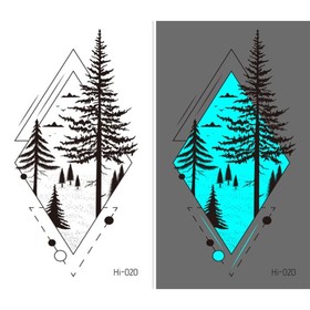 Татуировка на тело фосфорная "Еловый лес" 10,5х6 см