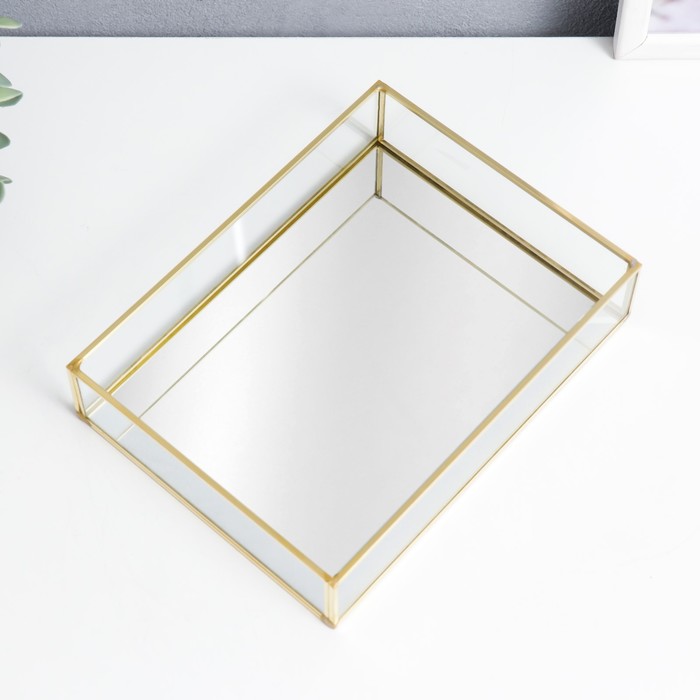 Подставка интерьерная стекло с зеркалом "Прямоугольная" 4,5х15х20 см