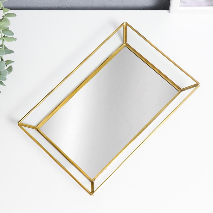 Подставка интерьерная стекло с зеркалом "Прямоугольник" 3х16х24 см