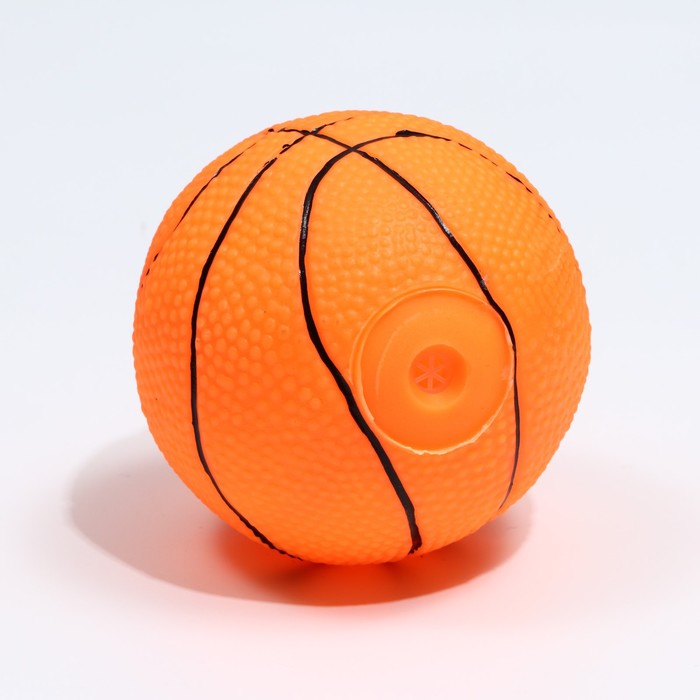 фото Игрушка пищащая "мяч баскетбол" диаметр 7,5 см, оранжевая пижон