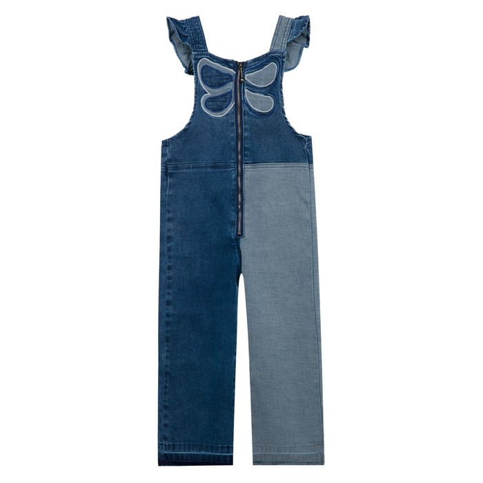 фото Комбинезон текстильный джинсовый для девочки, рост 122 см playtoday