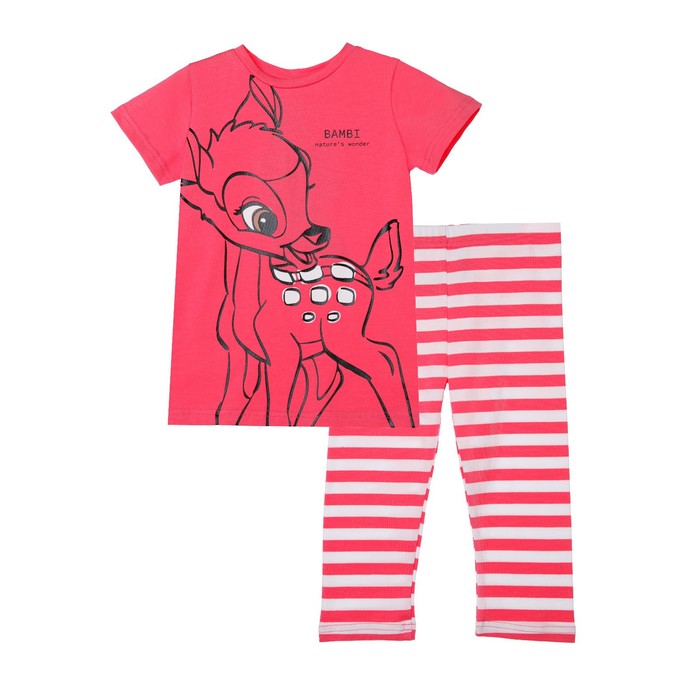 Комплект для девочки с принтом Disney: футболка, леггинсы, рост 104 см