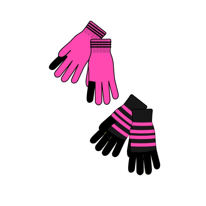 Перчатки трикотажные для девочки,, размер 16-17, 2 пары