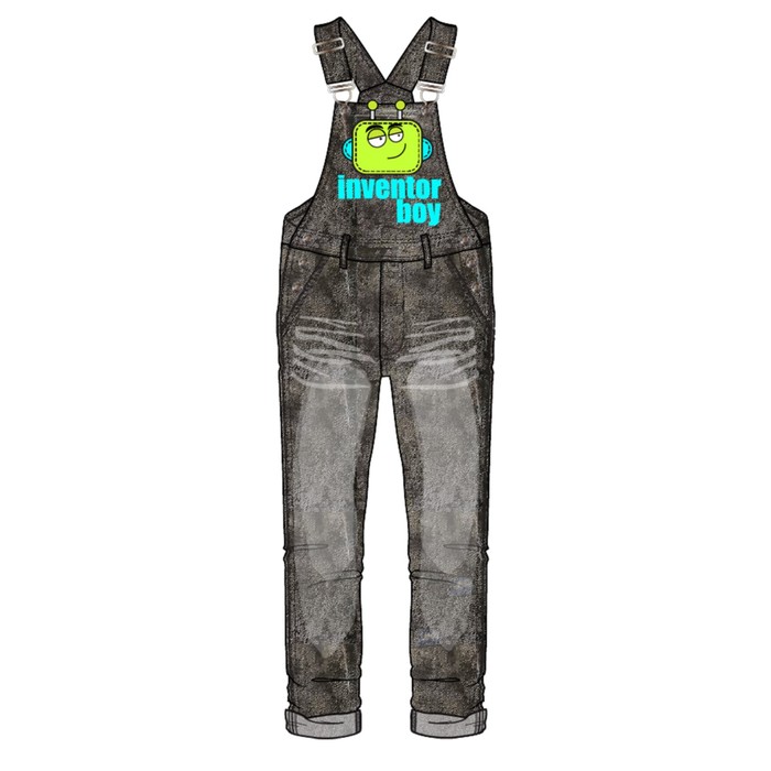 фото Полукомбинезон текстильный джинсовый для мальчика, рост 104 см playtoday