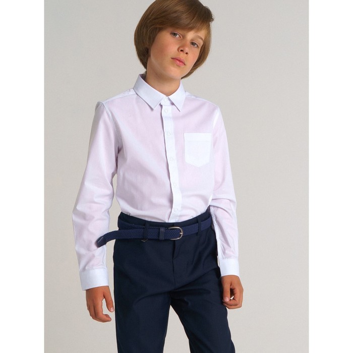 фото Рубашка текстильная на кнопках для мальчика, рост 128 см playtoday