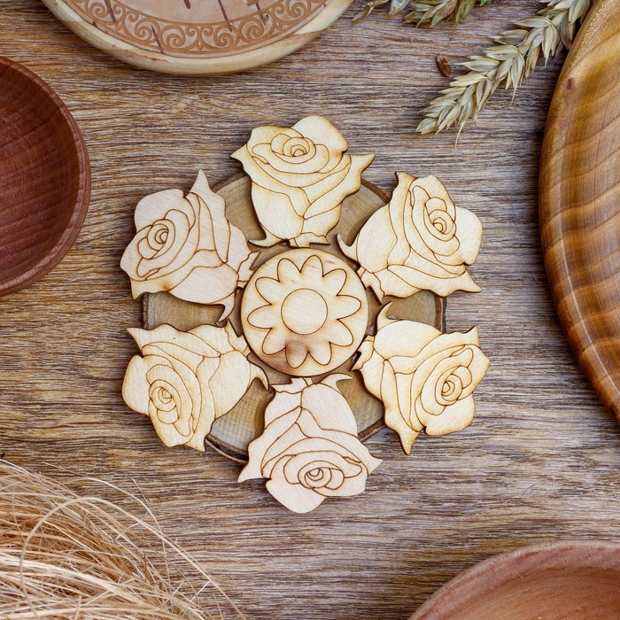 Подставка под горячее «Розы», D=11 см, можжевельник