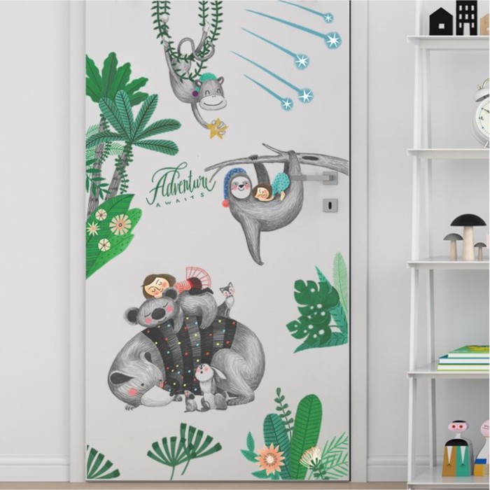 

Наклейка пластик интерьерная цветная "Приключения зверят в джунглях" набор 2 листа 30х90 см 759941