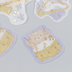 

Наклейки для творчества "Медвежата и музыка" с золотым тиснением набор 45 шт 10х8 см