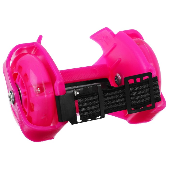 Ролики для обуви раздвижные ONLYTOP, светящиеся колёса РU 70 мм, ABEC 5, цвет розовый самокат 5 scooter двухколёсный светящиеся колёса чёрный розовый fr58949