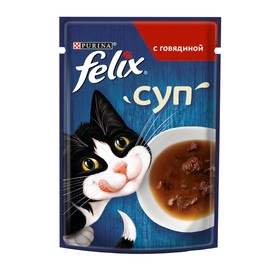 Влажный корм FELIX Суп с говядиной, для кошек, 48 г Ош