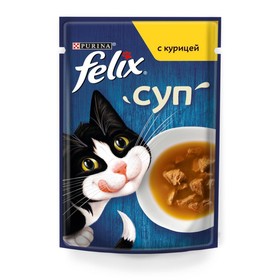 Влажный корм FELIX Суп с курицей, для кошек, 48 г Ош