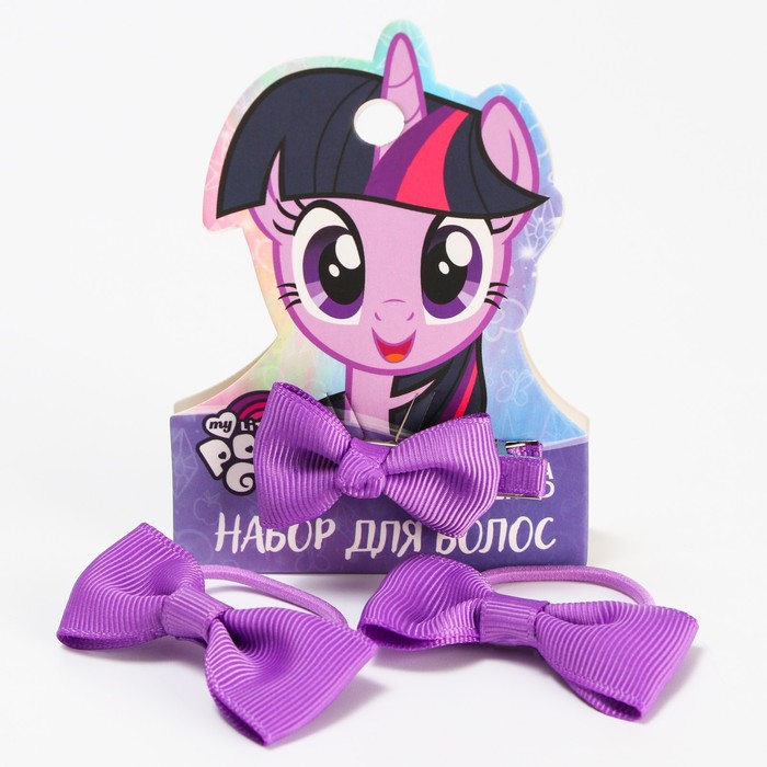 фото Набор для волос: резинка и заколка фиолетовая "бантик", my little pony hasbro